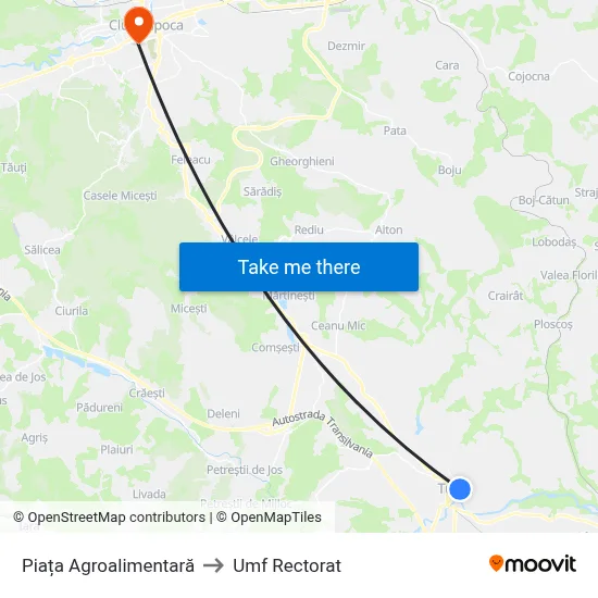 Piața Agroalimentară to Umf Rectorat map
