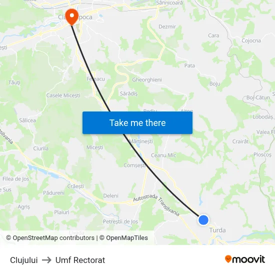 Clujului to Umf Rectorat map