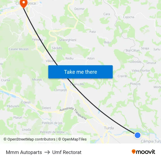 Mmm Autoparts to Umf Rectorat map