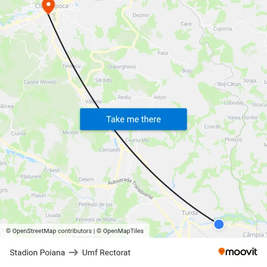 Stadion Poiana to Umf Rectorat map