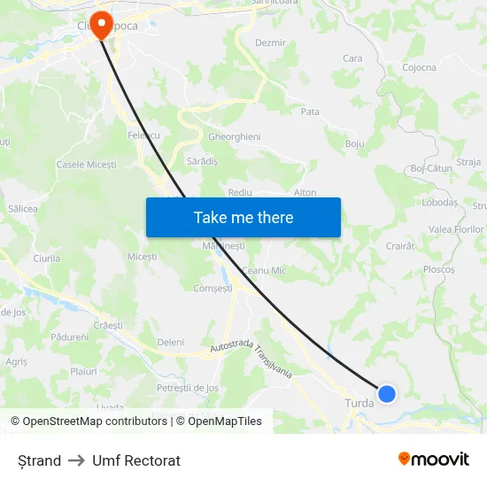 Ștrand to Umf Rectorat map