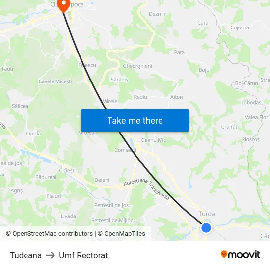 Tudeana to Umf Rectorat map