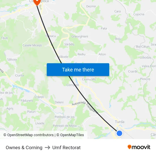 Ownes & Corning to Umf Rectorat map
