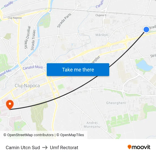 Camin Utcn Sud to Umf Rectorat map