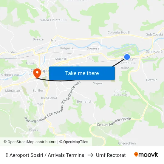 ✈ Aeroport Sosiri / Arrivals Terminal to Umf Rectorat map