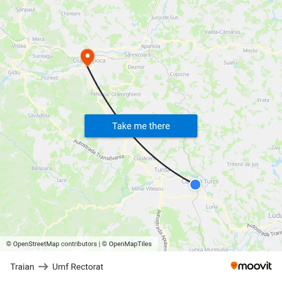Traian to Umf Rectorat map