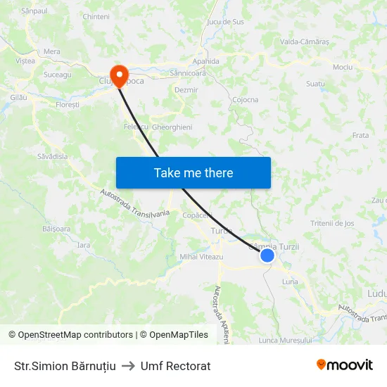 Str.Simion Bărnuțiu to Umf Rectorat map