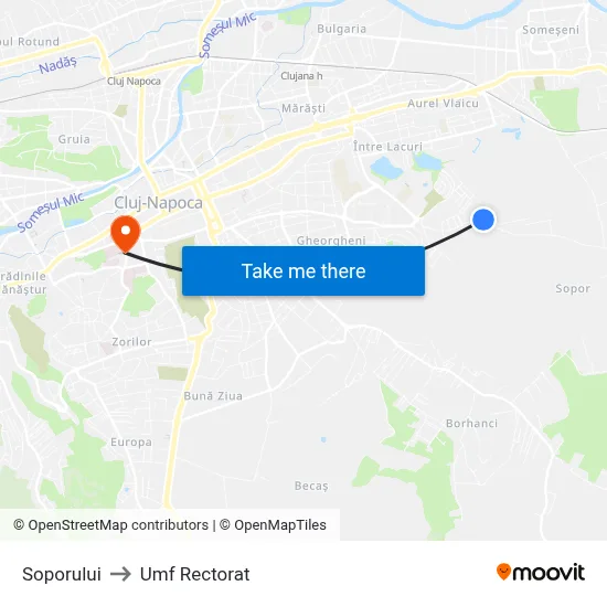 Soporului to Umf Rectorat map