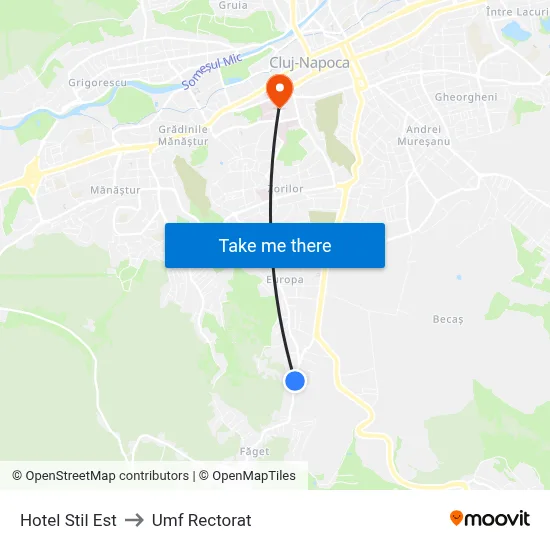 Hotel Stil Est to Umf Rectorat map