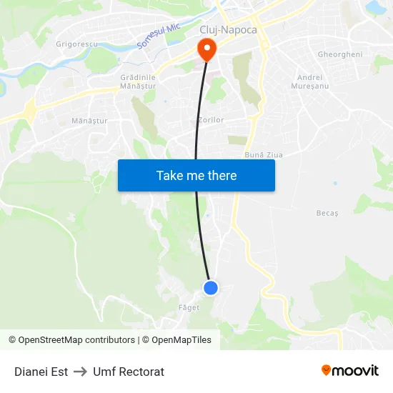 Dianei Est to Umf Rectorat map