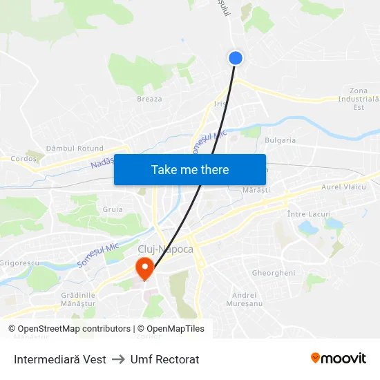 Intermediară Vest to Umf Rectorat map