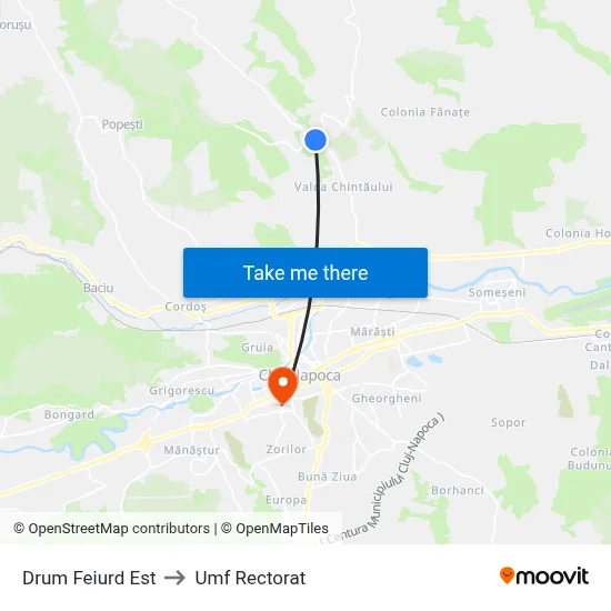 Drum Feiurd Est to Umf Rectorat map