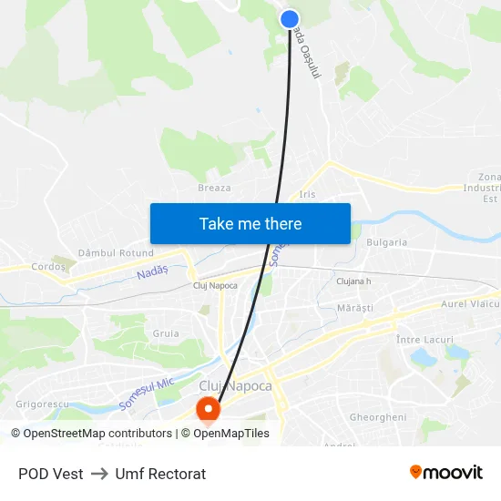 POD Vest to Umf Rectorat map