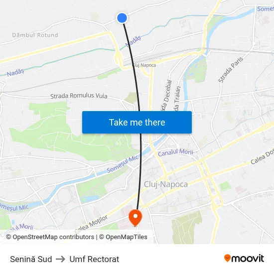 Senină Sud to Umf Rectorat map