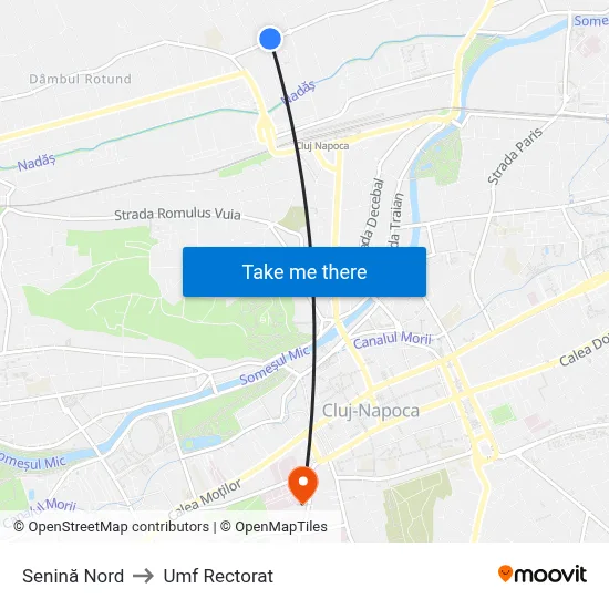 Senină Nord to Umf Rectorat map