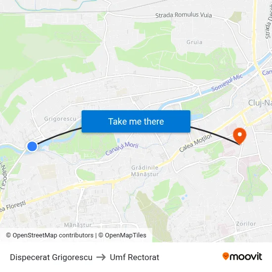 Dispecerat Grigorescu to Umf Rectorat map
