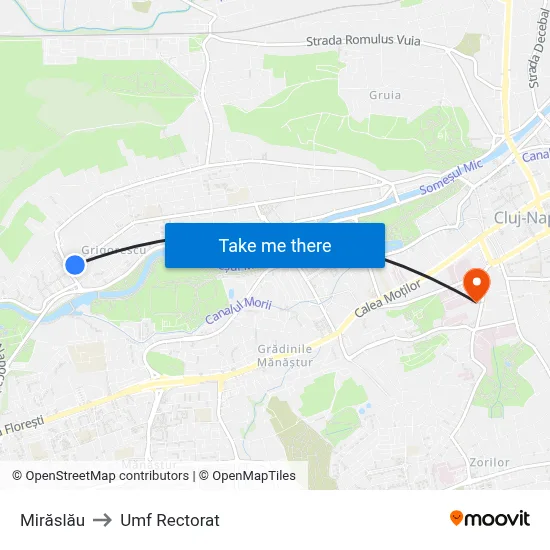 Mirăslău to Umf Rectorat map