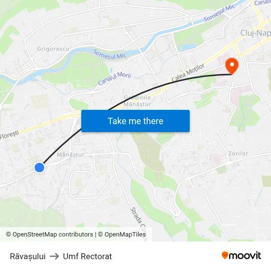 Răvașului to Umf Rectorat map