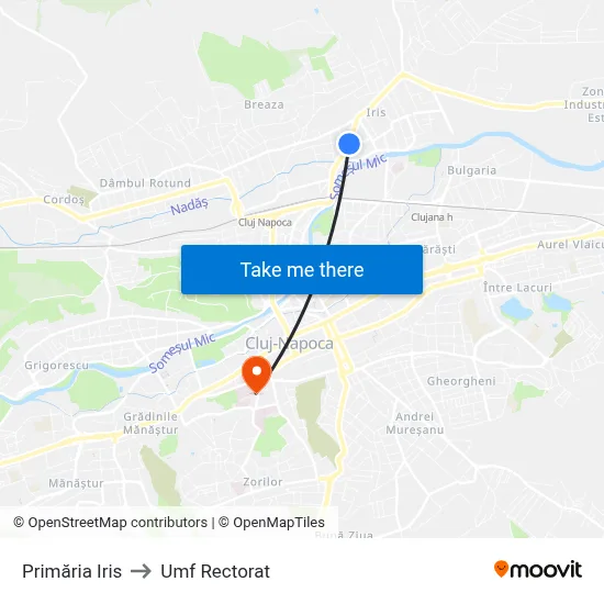 Primăria Iris to Umf Rectorat map