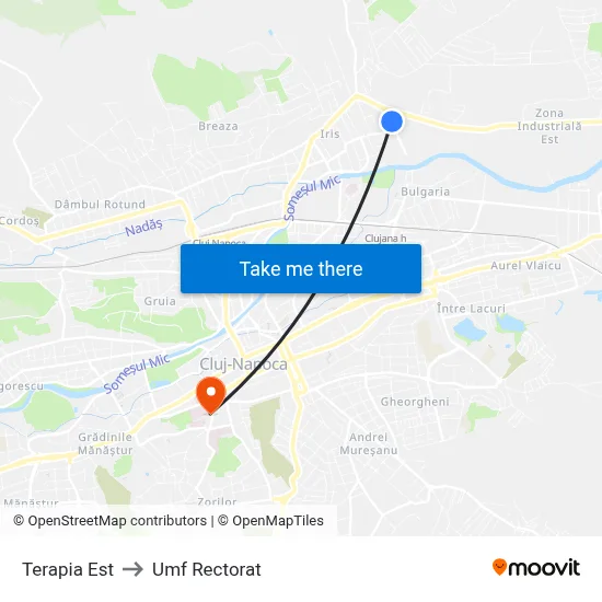 Terapia Est to Umf Rectorat map