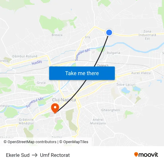 Ekerle Sud to Umf Rectorat map