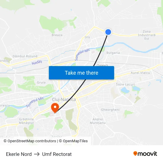 Ekerle Nord to Umf Rectorat map