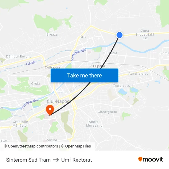 Sinterom Sud Tram to Umf Rectorat map