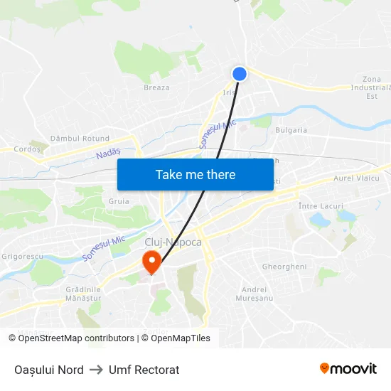 Oașului Nord to Umf Rectorat map