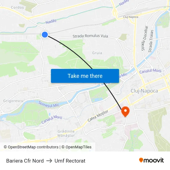 Bariera Cfr Nord to Umf Rectorat map