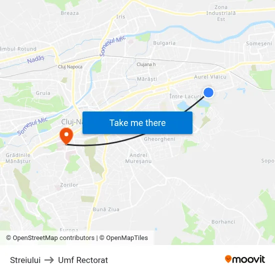 Streiului to Umf Rectorat map