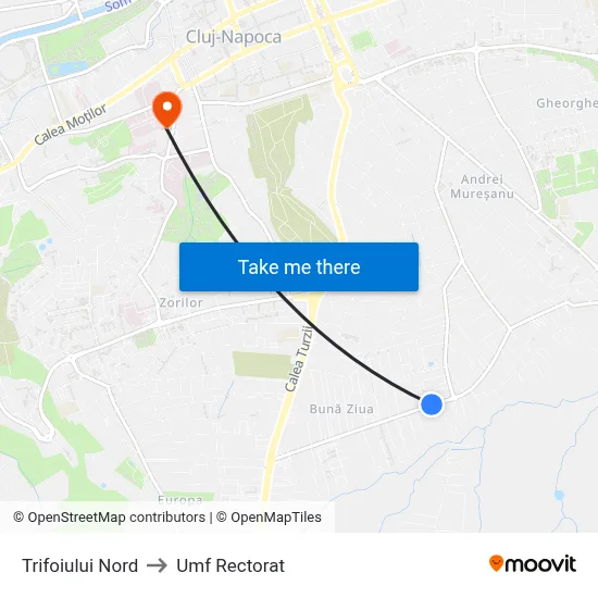 Trifoiului Nord to Umf Rectorat map