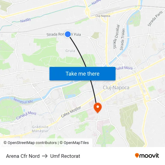 Arena Cfr Nord to Umf Rectorat map