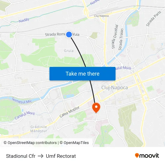 Stadionul Cfr to Umf Rectorat map