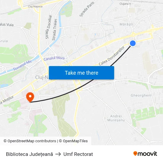 Biblioteca Județeană to Umf Rectorat map