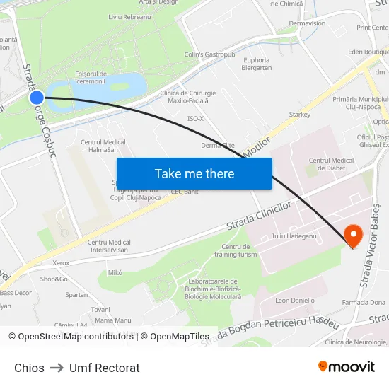 Chios to Umf Rectorat map