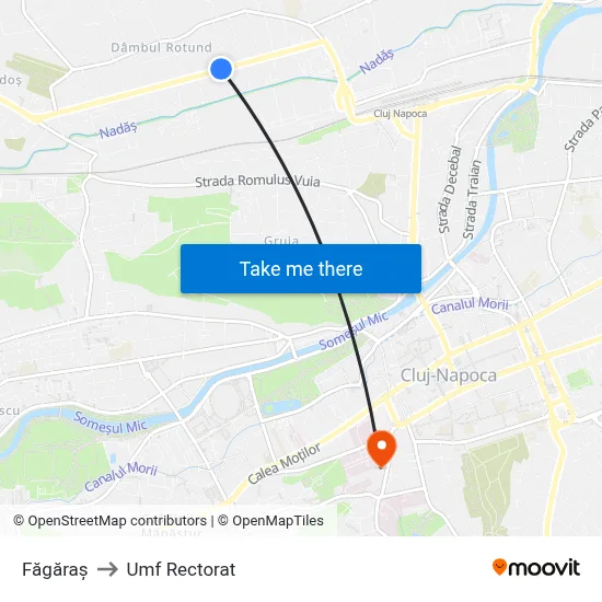 Făgăraș to Umf Rectorat map