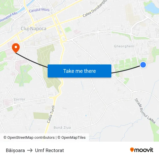 Băișoara to Umf Rectorat map