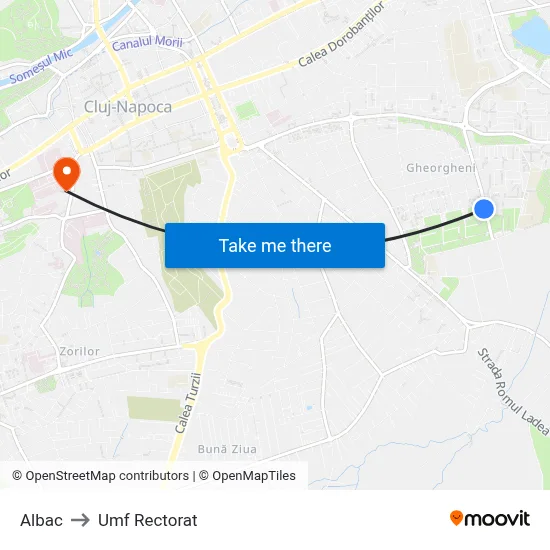 Albac to Umf Rectorat map