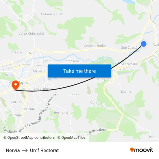 Nervia to Umf Rectorat map