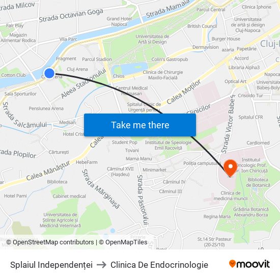 Splaiul Independenței to Clinica De Endocrinologie map