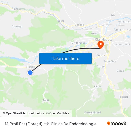 M-Profi Est (Florești) to Clinica De Endocrinologie map