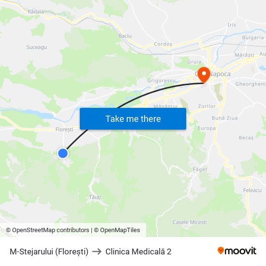 M-Stejarului (Florești) to Clinica Medicală 2 map