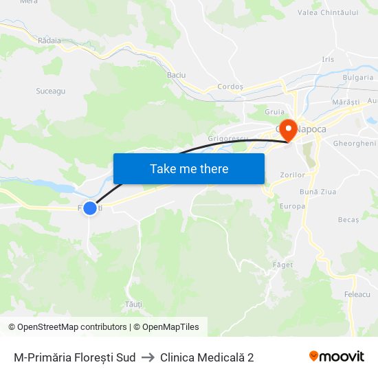 M-Primăria Florești Sud to Clinica Medicală 2 map