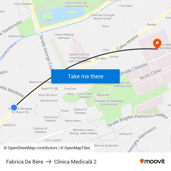 Fabrica De Bere to Clinica Medicală 2 map