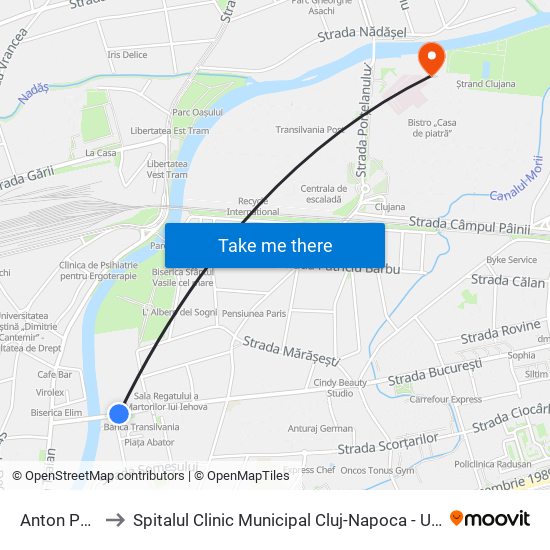Anton Pann to Spitalul Clinic Municipal Cluj-Napoca - Urgențe map