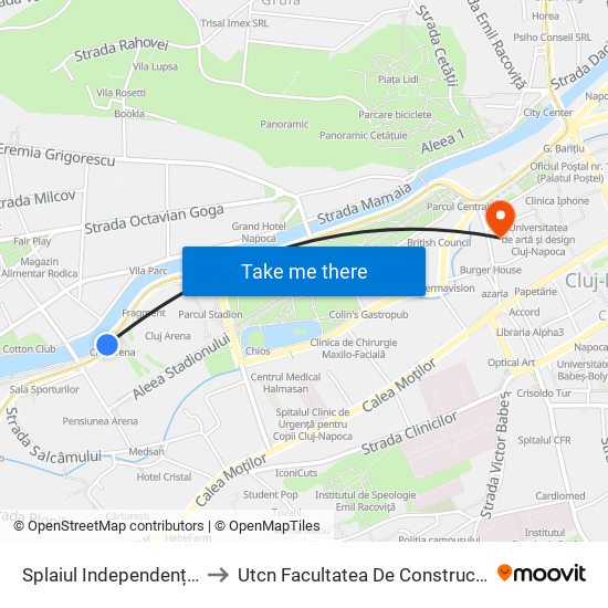 Splaiul Independenței to Utcn Facultatea De Construcții map