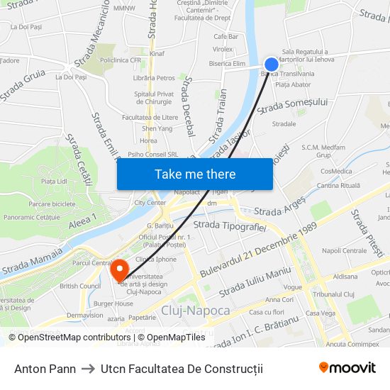 Anton Pann to Utcn Facultatea De Construcții map