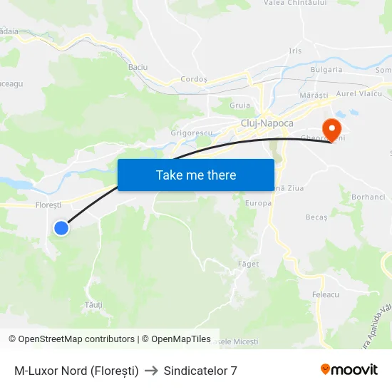 M-Luxor Nord (Florești) to Sindicatelor 7 map