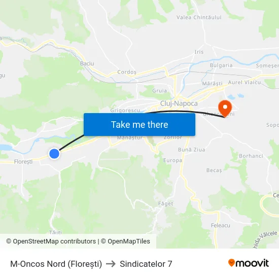 M-Oncos Nord (Florești) to Sindicatelor 7 map