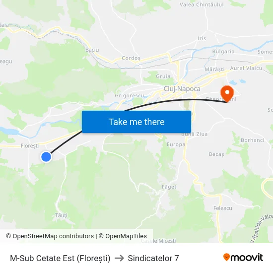 M-Sub Cetate Est (Florești) to Sindicatelor 7 map